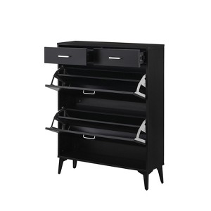 AZL1 Life Concept Shoe Rack Large Size Free Standing Tipping Bucket with 2 Flip Drawers for Entryway Hallway Bedroom, Black, 40.16"*23.03"*7.28" - 1 of 4