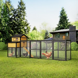 Tinyhomie 150 inch Black Large Wooden Chicken Coop Outdoor Hen House 4-6 Chickens Nesting Boxes - 1 of 4