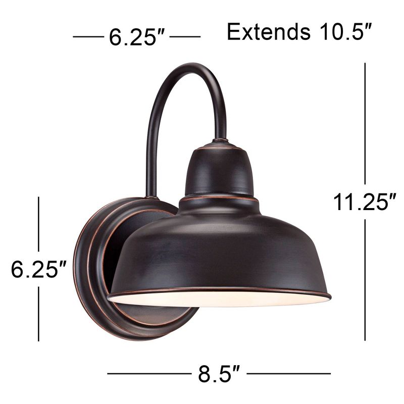 John Timberland Urban Barn Rustic Industrial Farmhouse Outdoor Wall Light Fixtures Set of 2 Oil Rubbed Bronze Gooseneck Arm 11 1/4" for Post Exterior, 4 of 10