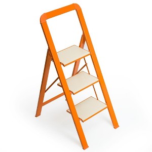Folding Step Stool With 3 Wide Anti-Slip Step Ladder, 580 Lbs Capacity Aluminium Lightweight Foldable Step Ladders For Home Kitchen Office - 1 of 4