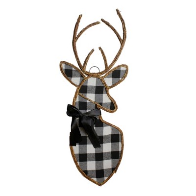 Northlight 27" Black and White Fabric Deer Head Christmas Wall Decor