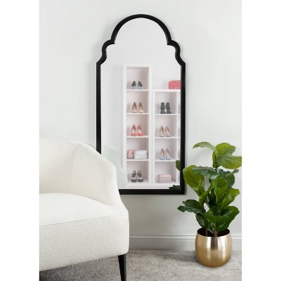Hogan Scalloped Arch Black Wall Mirror 54.5" Glam Vanity Decor