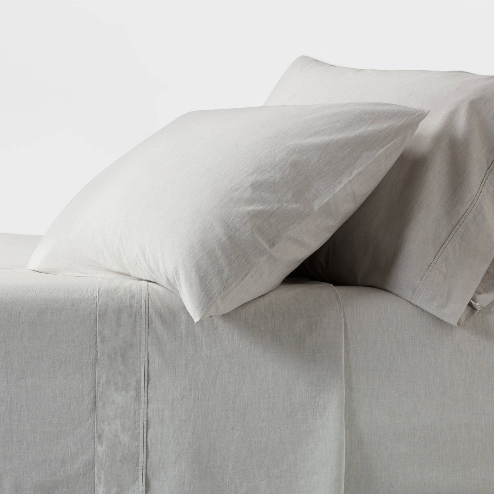 Photos - Bed Linen Full 250 Thread Count Organic Percale Sheet Set Gray Chambray - Threshold™