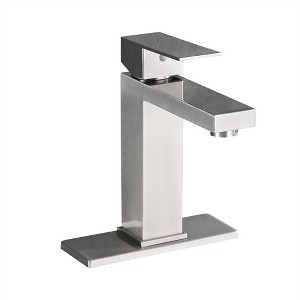 OUTSUPPLY Bathroom Faucet Single Hole, Single Handle Stainless Steel Faucet for Bathroom Sink with Deckplate and Drain Assembly - 1 of 4
