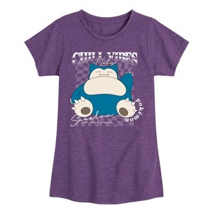 Girls' - Pokémon - Snorlax Chill Vibes -Youth Girls Short Sleeve T-Shirt Fitted Short Sleeve Graphic T-Shirt - 1 of 4