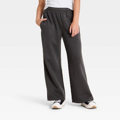 Girls' Wide Leg Fleece Sweatpant - art class™ Charcoal Gray XS