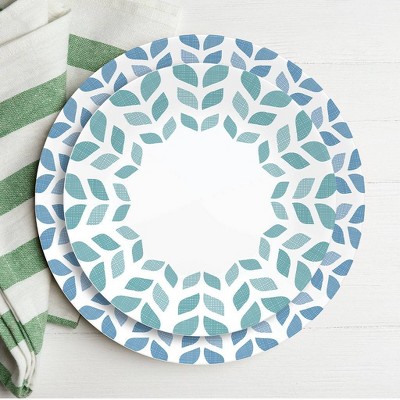 Northern Pines 12-Piece White and Blue Glass Dinnerware Set