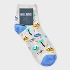 Women's Surfing Geese Ankle Socks - Oatmeal Heather/Blue 4-10: Lightweight Ribbed Fabric, Banded Cuff - 2 of 3