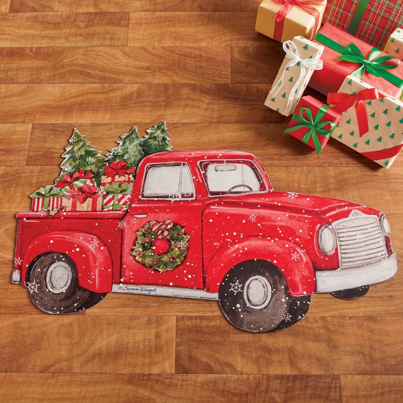 Collections Etc Red Truck by Susan Winget Shaped Christmas Accent Mat 2X3 FT, 2 of 4