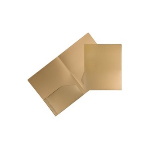 JAM Paper Heavy Duty 2-Pocket Folders Gold 6/Pack (383HHGOA) 383HGOA - 1 of 4