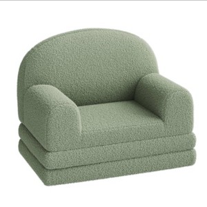 Kids Sofa Chair, 2-in-1 Convertible Toddler Couch Lounge, Comfy Fold Out Teddy Fleece Fabric, Children's Sofa Bed for Playroom, Bedroom, Nursery - 1 of 4