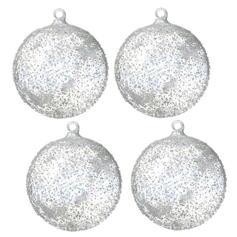SULLIVANS 4 in. Blue Velvet Ball Ornament (Set of 3) OR10323 - The