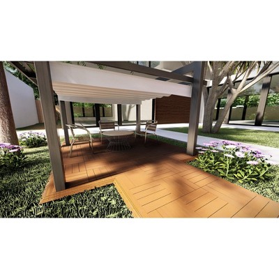 Wood Plastic Composite Patio Deck Tiles,DIY Interlocking Decking Tiles, Indoor Outdoor (11 pack, 12" x 12")