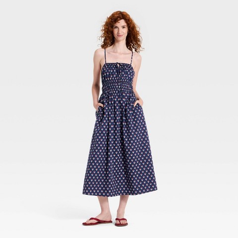 Женские свитеры Universal Thread Women's Maxi Pullover Sundress - Universal Thread™ Navy Blue Floral S