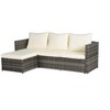 Bigget Outdoor Steel Wicker 3 Piece L-Shaped Patio Rattan Sectional Set,Beige - 4 of 4