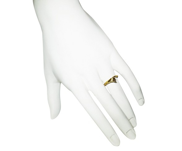 Michelle Chang Snake Tail Ring in Gold Plate with Red CZ, Size 7