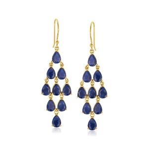 Ross-Simons 11.00 ct. t.w. Sapphire Chandelier Earrings in 18kt Gold Over Sterling - 1 of 4