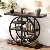 Hommoo 39" Console Table with Circle Base Dark Brown - 2 of 4