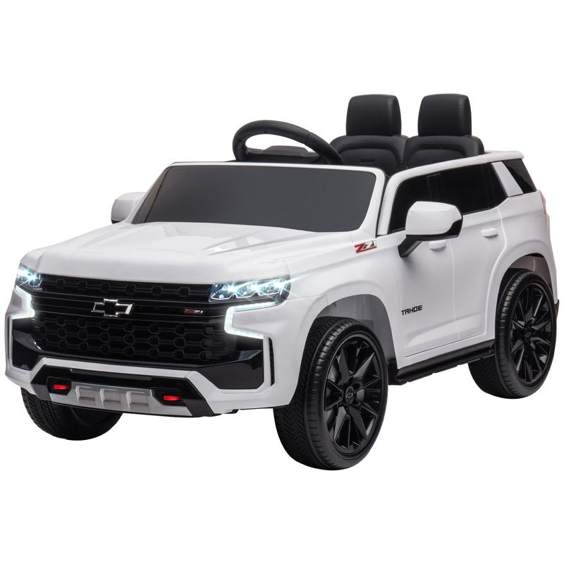 Aosom Licensed Chevrolet TAHOE Electric Car for Kids with Remote Control, 12V Battery Powered Ride On Car with 2 Speeds, Spring Suspension, LED Lights, MP3, Horn, Music, for 3-6 Years Old, White, 5 of 10