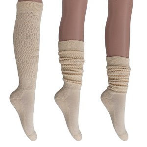 Women's Slouch Socks – Soft Cotton Scrunch Socks, Retro Knee-High Boot Socks for Casual Wear & Comfort (6 Pairs) - 1 of 1