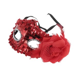 Unique Bargains Floral Sequins Half Face Party Mask 1 Pc - 1 of 4