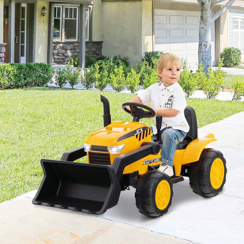 Costway 12V Kids Ride On Excavator Digger Electric Bulldozer Tractor RC with Light & Music, 2 of 11