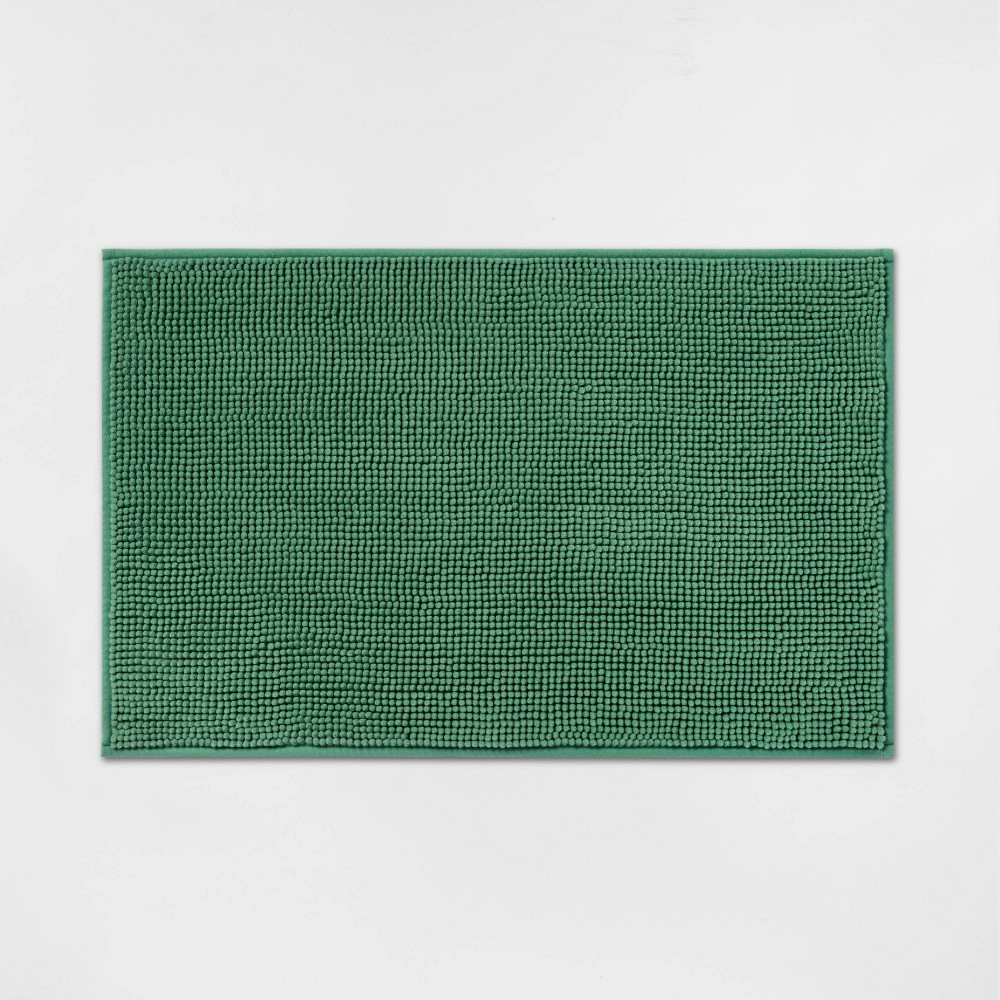 Photos - Bath Mat 20"x32" Everyday Chenille Bath Rug Light Green - Room Essentials™