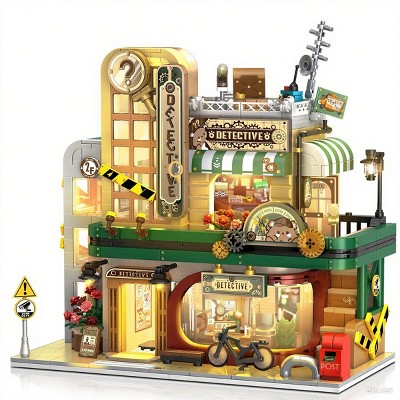 Insoon Detective Agency Building Set,1231PCS Detective House Building Block Toy with Clue Wall Sofa, Office Architecture Construction Model for 6+
