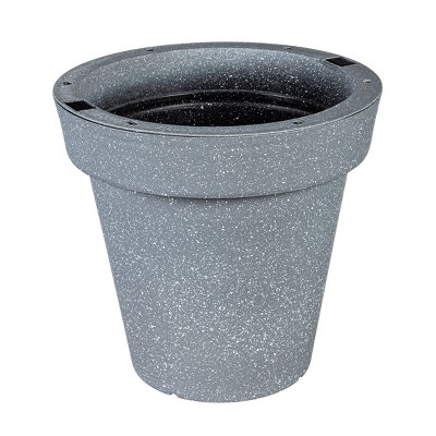16" Solar Round Planter, Cement