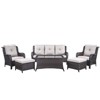 Gymojoy 6 Piece Outdoor Wicker Sofa with Patio Chairs with Coffee Table and Ottoman Sets - 2 of 4
