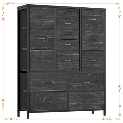 15 Drawer Dresser for Bedroom, Fabric Storage Drawer, with Side Pockets, Hooks