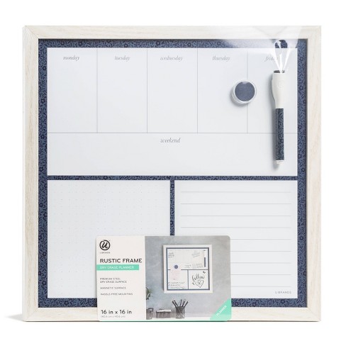 moeilijk luister vredig U Brands 16"x16" Magnetic Dry Erase Planner Board Rustic White Frame :  Target