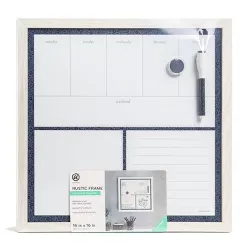 U Brands 16"x16" Magnetic Dry Erase Planner Board Rustic White Frame