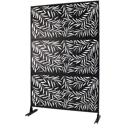 Grungis 76" H×48" W Freestanding Privacy Fence with Leaf Shape,Outdoor Privacy Screen for Balcony,Patio,Garden