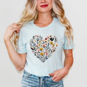Simply Sage Market Heart Floral Short Sleeve Graphic Tee - 1 of 4