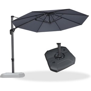 PURPLE LEAF Cantilever Umbrella Round Outdoor Patio Umbrella Aluminum Umbrella with 360°Rotation Adjustable Umbrella With Base - 1 of 4