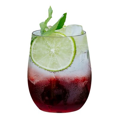 12 oz Clear Stemless Shatterproof Plastic Wine Glasses Set