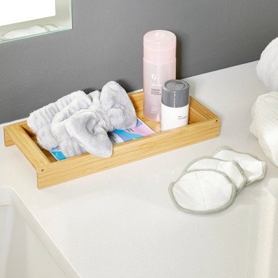 Natural Bamboo Rectangular Vanity Storage Tray Organizer
