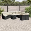 vidaXL Garden Sofa Set Black PE Rattan, Powder-Coated Steel, Tempered Glass - 2 of 4