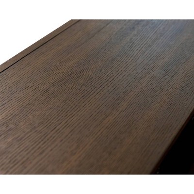 Modern Brown Wood Console with White Embossed Doors