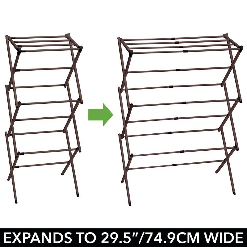 mDesign Foldable Accordion Clothes Drying Rack, Bronze, 3 of 8