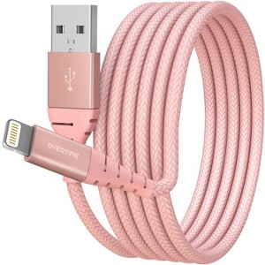 Overtime Apple MFI Certified 10ft USB-to-Lightning Charging Cable for Apple iPhone/iPad Lightning Devices, Rose Gold - 1 of 3