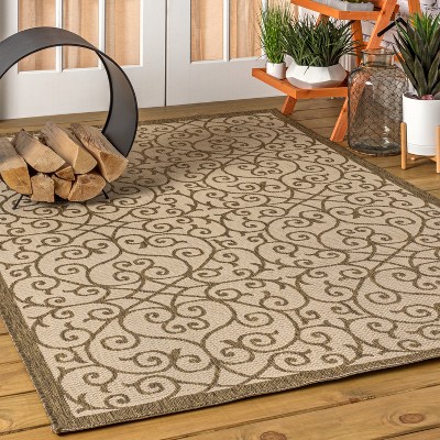 Madrid Vintage Filigree Beige/Brown 3' x 5' Synthetic Indoor/Outdoor Rug