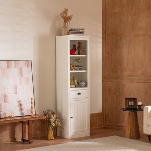 Okak Modern Freestanding Display Buffet Cabinet with 1 Drawer, Wooden Bookshelves Pantry Cabinet for Kitchen/Hallways/Living Room - 1 of 4