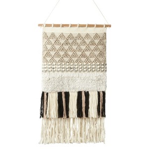 Saro Lifestyle Textured Woven Wall Hanging, 20"x36", Natural - 1 of 3