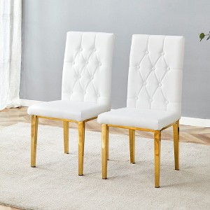 PAGED  Set of 4  Elegant Dining Chairs with Gold Metal Legs and Backrest,Armless Chairs for Kitchen,Living Room - 1 of 4