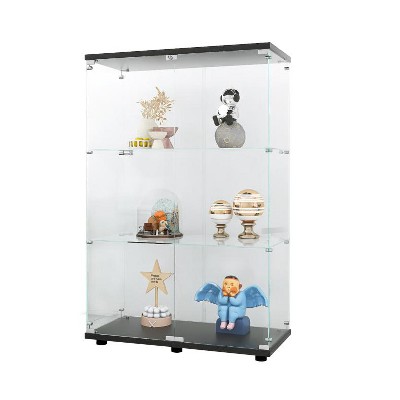 NicBex 3 Shelves File Cabinet with Double Door Glass Cabinet,Office Cabinet with Spacious Tier-Shelving Design,Filing Cabinet for Home Office