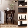 Costway 2 PCS 2-tier Side End Sofa Table Round Nightstand  Bedroom Living Room White/Espresso/Black - 4 of 4