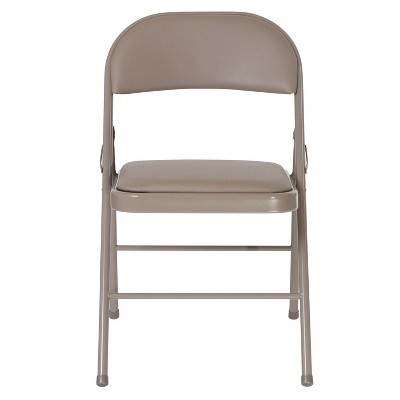 Hercules Double Braced Gray Vinyl Metal Folding Chair Set