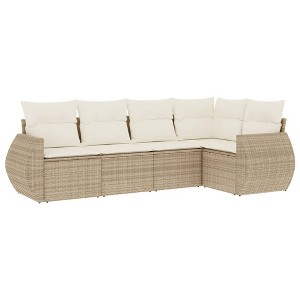 vidaXL Garden Sofa Set Beige PE Rattan Standard Modular - 1 of 4